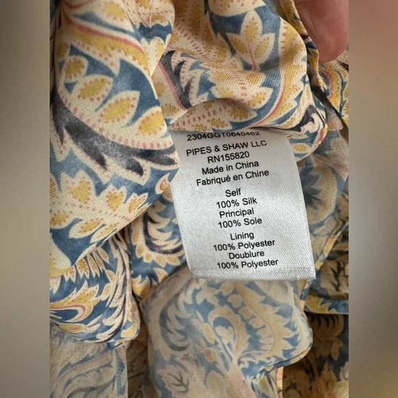 Veronica Beard Womens Arienne Yellow Blue Paisley Halter Top Sz 10 Peplum hem - Picture 7 of 7